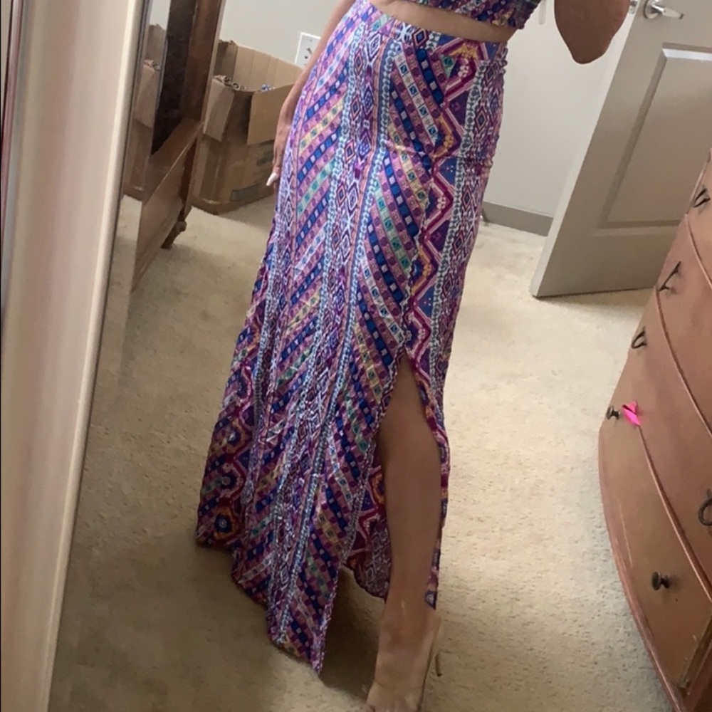 Lulu's Purple Multi-Print Maxi Skirt